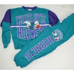 Vintage 1993 Charlotte Hornets Youth Sweatsuit Boys Sizes 6 & 7